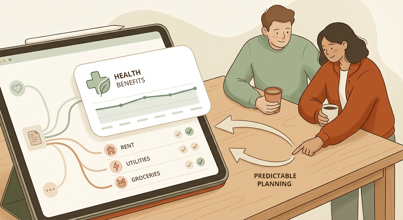 Calm budgeting scene